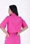 Short Sleeve and Short Length Buttoned Classic Collar Unlined Pocketed Women's Denim Jacket Fuchsia Seasonal - 6
