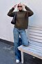 Green Turtleneck Textured Women's Sweater Mg2197 - 5