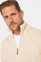 Men's Slim Fit Patterned Stand Collar Zippered Beige Cardigan - 5