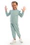 Crew Neck Long Sleeve Mint Color Girl's Tracksuit Set - 2