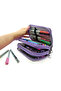 Pencil Case Butterfly Kawai Organizer Pencil Case Vegan Leather Three Compartment Pen Holder -Purple - 4