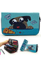 Pencil Case Cute Dog Kawai Organizer Pencil Case Vegan Leather Three Compartment Pen Holder Black
