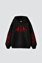 Holographic Red Printed Oversize Unisex Premium Black Hoodie