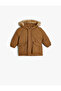Hooded Coat with Plush Detail and Pockets