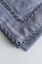Sand Bead Detailed 90*90 Square Crochet Embroidered Writing / Gray - 2