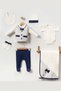 Striped Pocket Baby Boy Newborn 7 Piece Blanket Hospital Discharge Bodysuit Set - 4