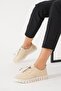 Valero soft embroidered genuine leather women's shoes beige skin - 3
