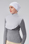 Women's Hijab Dress, Half-High Neck, Simit Neck Collar, Combed Cotton, Solid Color, Gray - 2