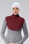 Women's Hijab Dress, Half-High Neck, Simit Neck Collar, Combed Cotton, Solid Color, Burgundy