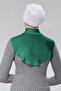 Women's Hijab Dress, Half-High Neck, Simit Neck Collar, Combed Cotton, Solid Color, Emerald Green - 4