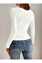 Elastane White Blouse High Waist Long Sleeve Square Collar Knitted Fabric Spring Autumn Winter Blouse - 5