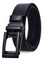 Automatic Buckle, No Holes, 100% Genuine Buffalo Leather Classic Men's Belt, Black