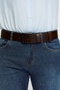 Men's 100% Genuine Buffalo Leather Black Buckle Men's Jeans Belt 4.5 cm Brown - 3