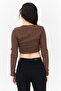 Women V-Neck Long Sleeves Knitted Top, Brown - 4