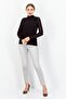 Women High Neck Long Sleeve All Over Print Blouse Top, Black - 4