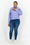 Design Women Curve Fit High Neck Long Sleeve Textured Top, Purple - 3