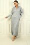 Round Neck Collar Zipper Long Sleeve Knitwear Dress - 3