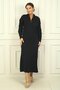 Round Neck Collar Zipper Long Sleeve Knitwear Dress - 2
