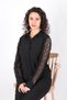 Sleeves Guipure Embroidered Stone Detail Shirt