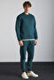 Adens Men's Regular Organic Cotton Premium Fabric Raised Elastic Leg Green Sweatpants