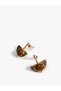 Stone Detailed Geometric Dangle Earrings - 3