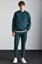 Adens Men's Regular Organic Cotton Premium Fabric Raised Elastic Leg Green Sweatpants - 2