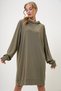 Women's Khaki Hooded Sweatshirt Dress Alc-018-109-Te - 3