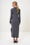 Women's Anthracite Polo Neck Half Placket Side Slit Interlock Fabric Dress Alc-X13121 - 5