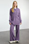 Lila Kapüşonlu Oversize Triko Alt-Üst Takım TCTAW25US00022
