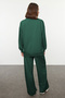 Zümrüt Yeşili Oversize Kalıp Wide Leg/Geniş Paça Örme Sweatshirt/Alt Eşofman Takımı TWOAW25EM00004 - 3