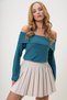 Women's Petrol Madonna Collar Interlock Fabric Blouse Alc-X13117