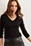 Women's Black V-Neck Flowy Soft Touch Blouse Blz- 19002757 - 4