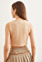 Women's Beige Buttoned V-Neck Crop Knitted Vest Ylk- 19000042 - 5