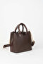 Box Bitter Brown Croco Handle Removable Strap 2 Compartment Snap Zipper Closure Hand and Shoulder Bag - 6