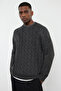 Antrasit Slim Fit Bisiklet Yaka Saç Örgü Triko Kazak TMNAW25KZ00012 - 5