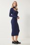 Women's Navy Blue Cut Out Detailed Stand Collar Ribbed Knitwear Dress Fn03388 - 4