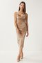 Women's Beige Velvet Mini Dress FN03407