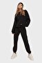 Women's Black Crew Neck, Elastic Waist and Leg Two Thread Basic Tracksuit ALC-507-669-001 - 2