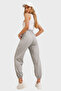 Women's Gray Melange Transitional Elastic-Cuffed Double Yarn Sweatpants ALC-Y2933 - 4