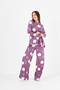 Women's Crew Neck Long Sleeve Spanish Leg Cotton Pajamas Set - 3