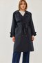 Women's Navy Blue Front Aller Detailed Double-Breasted Trench Coat 8118 60451015 - 4