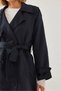 Women's Navy Blue Front Aller Detailed Double-Breasted Trench Coat 8118 60451015 - 6