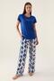 Crew Neck Pocket Summer Women's Pajamas Set, 100% Cotton