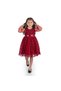 Princess Large Dot Buckle Lace Fabric Girl's Dress MNK0547 CLARET RED
