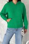 Women's Green Standard Size Hooded Plush Knitwear Sweatshirt - 2
