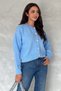 Women's Baby Blue Standard Size Pearl Button Short Knitwear Cardigan - 2