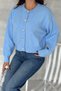 Women's Baby Blue Standard Size Pearl Button Short Knitwear Cardigan - 4