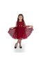 Princess Large Dot Buckle Lace Fabric Girl's Dress MNK0547 CLARET RED - 2
