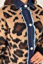 Women's Leopard Pattern Standard Size Denim Detailed Stone Button Design Oversize Knitwear Cardigan - 2