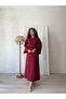 Long Burgundy Stamped Blouse-Skirt Set (Bluz-Skirt) - 4